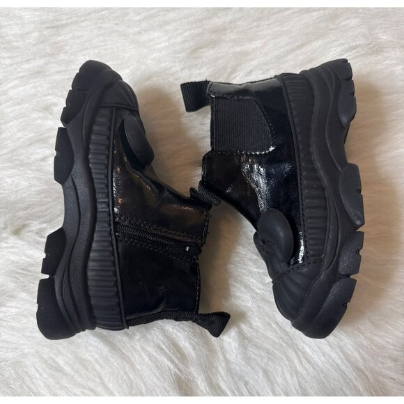 Zara x Disney Baby Toddler Girls 6 Minnie Mouse Black Patent Chelsea Boots - Picture 2 of 6